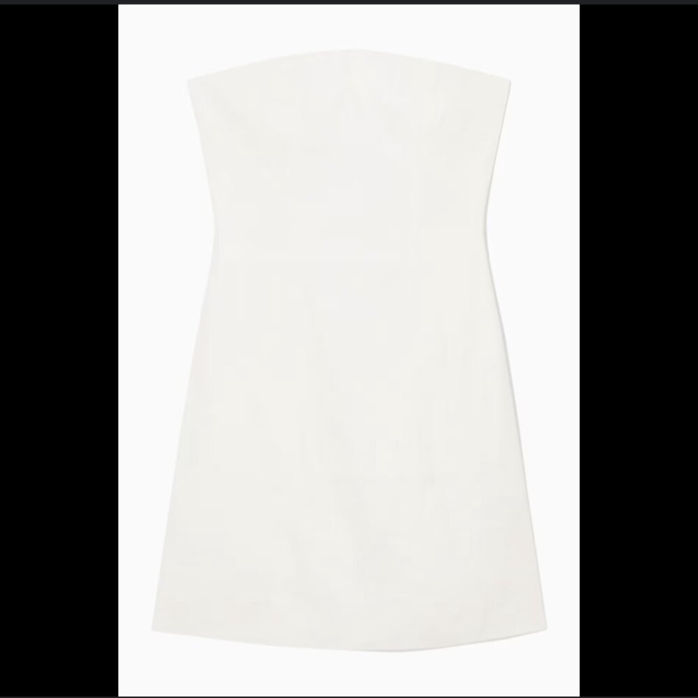 NWOT COS Linen Blend Strapless Mini Dress, White Size 10 - Picture 3 of 4